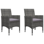 vidaXL Set mobilier grădină, 3 piese, gri, poliratan și lemn acacia vidaXL Set mobilier grădină, 3 piese, gri, poliratan și lemn acacia