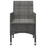vidaXL Set mobilier grădină, 3 piese, gri, poliratan și lemn acacia vidaXL Set mobilier grădină, 3 piese, gri, poliratan și lemn acacia