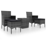 vidaXL Set mobilier de grădină, 3 piese, gri, poliratan și sticlă vidaXL Set mobilier de grădină, 3 piese, gri, poliratan și sticlă