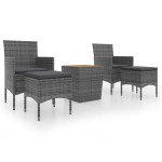 vidaXL Set mobilier grădină, 5 piese, gri, poliratan și lemn acacia vidaXL Set mobilier grădină, 5 piese, gri, poliratan și lemn acacia