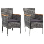 vidaXL Set mobilier de grădină, 3 piese, gri, poliratan și sticlă vidaXL Set mobilier de grădină, 3 piese, gri, poliratan și sticlă
