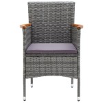 vidaXL Set mobilier de grădină, 3 piese, gri, poliratan și sticlă vidaXL Set mobilier de grădină, 3 piese, gri, poliratan și sticlă