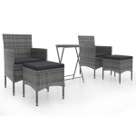 vidaXL Set mobilier de grădină, 3 piese, gri, poliratan și sticlă vidaXL Set mobilier de grădină, 3 piese, gri, poliratan și sticlă
