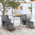 vidaXL Set mobilier de grădină, 3 piese, gri, poliratan și sticlă vidaXL Set mobilier de grădină, 3 piese, gri, poliratan și sticlă