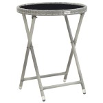 vidaXL Set mobilier de grădină, 3 piese, gri, poliratan și sticlă vidaXL Set mobilier de grădină, 3 piese, gri, poliratan și sticlă