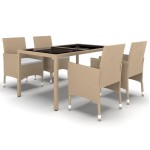 vidaXL Set mobilier de grădină,5 piese,bej,poliratan/sticlă securizată