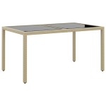 vidaXL Set mobilier grădină, 7 piese, bej, poliratan/sticlă securizată vidaXL Set mobilier grădină, 7 piese, bej, poliratan/sticlă securizată