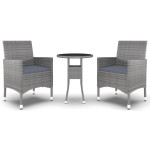 vidaXL Set mobilier de grădină, 3 piese, gri, poliratan vidaXL Set mobilier de grădină, 3 piese, gri, poliratan