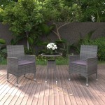 vidaXL Set mobilier de grădină, 3 piese, gri, poliratan vidaXL Set mobilier de grădină, 3 piese, gri, poliratan
