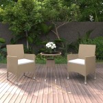 vidaXL Set mobilier de grădină, 3 piese, bej, poliratan vidaXL Set mobilier de grădină, 3 piese, bej, poliratan