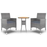 vidaXL Set mobilier de grădină, 3 piese, gri, poliratan vidaXL Set mobilier de grădină, 3 piese, gri, poliratan