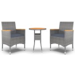 vidaXL Set mobilier de grădină, 3 piese, gri, poliratan vidaXL Set mobilier de grădină, 3 piese, gri, poliratan