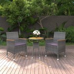 vidaXL Set mobilier de grădină, 3 piese, gri, poliratan vidaXL Set mobilier de grădină, 3 piese, gri, poliratan