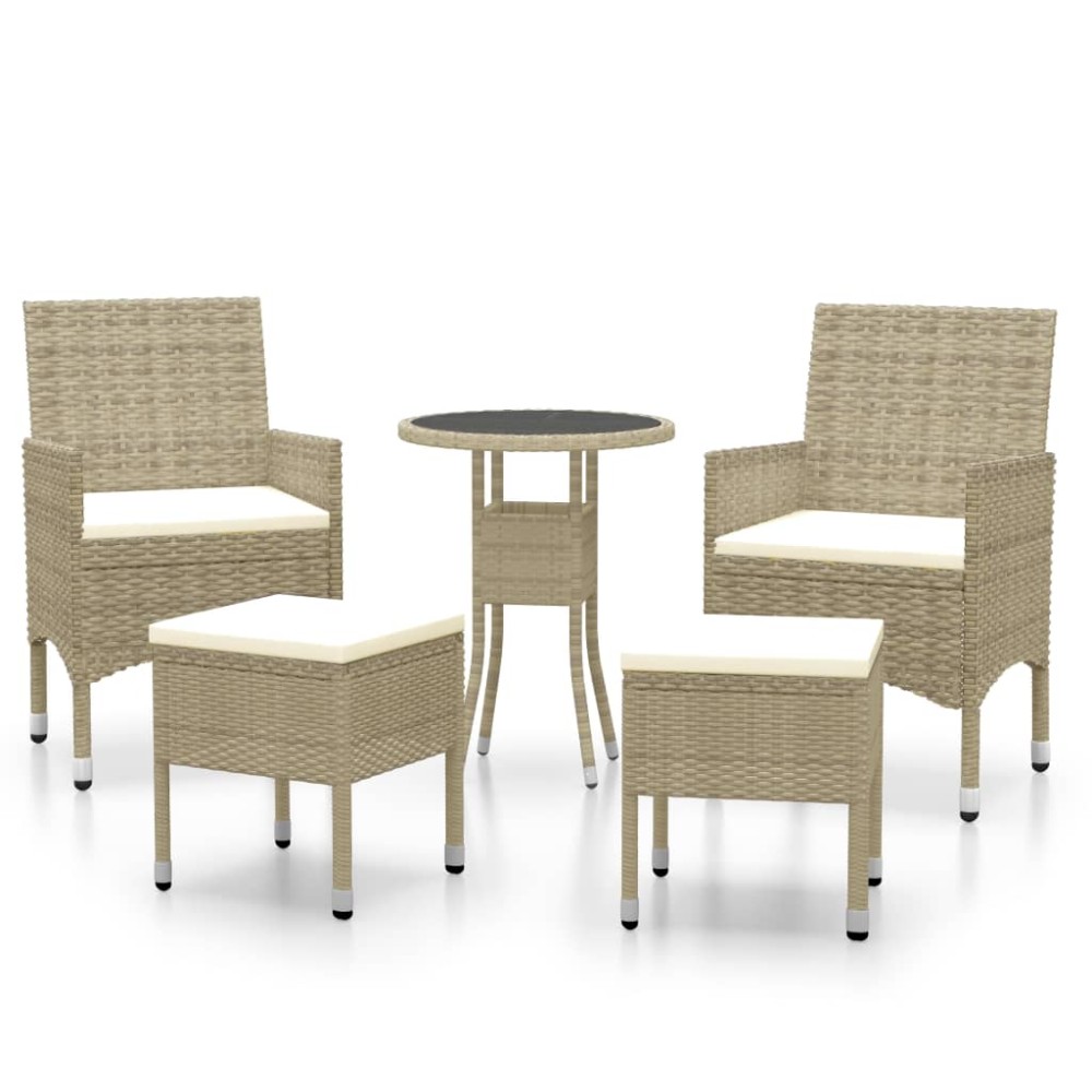 vidaXL Set mobilier de grădină, 5 piese, bej, poliratan