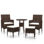 vidaXL Set mobilier de grădină, 5 piese, maro, poliratan vidaXL Set mobilier de grădină, 5 piese, maro, poliratan