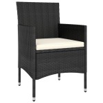 vidaXL Set mobilier de grădină, 5 piese, negru, poliratan