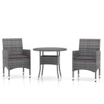 vidaXL Set mobilier de grădină, 3 piese, gri, poliratan vidaXL Set mobilier de grădină, 3 piese, gri, poliratan