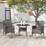 vidaXL Set mobilier de grădină, 3 piese, gri, poliratan vidaXL Set mobilier de grădină, 3 piese, gri, poliratan