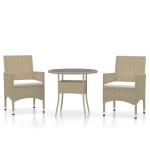 vidaXL Set mobilier de grădină, 3 piese, bej, poliratan vidaXL Set mobilier de grădină, 3 piese, bej, poliratan