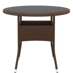 vidaXL Set mobilier de grădină, 3 piese, maro, poliratan