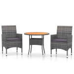 vidaXL Set mobilier de grădină, 3 piese, gri, poliratan vidaXL Set mobilier de grădină, 3 piese, gri, poliratan
