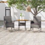 vidaXL Set mobilier de grădină, 3 piese, gri, poliratan vidaXL Set mobilier de grădină, 3 piese, gri, poliratan
