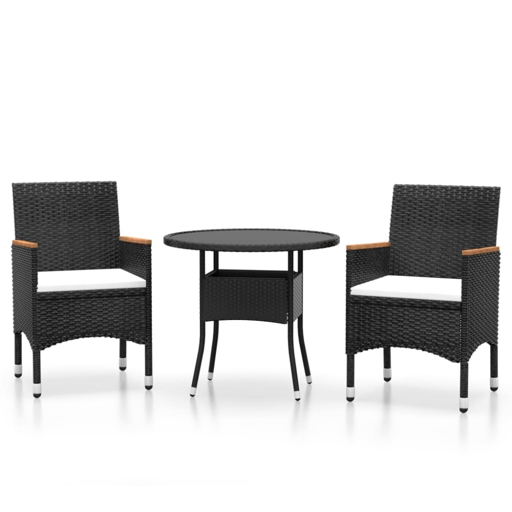 vidaXL Set mobilier de grădină, 3 piese, poliratan