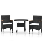vidaXL Set mobilier de grădină, 3 piese, poliratan