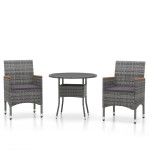 vidaXL Set mobilier de grădină, 3 piese, gri, poliratan vidaXL Set mobilier de grădină, 3 piese, gri, poliratan