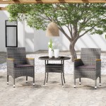 vidaXL Set mobilier de grădină, 3 piese, gri, poliratan vidaXL Set mobilier de grădină, 3 piese, gri, poliratan