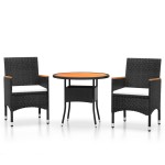 vidaXL Set mobilier de grădină, 3 piese, poliratan