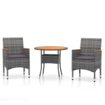 vidaXL Set mobilier de grădină, 3 piese, gri, poliratan vidaXL Set mobilier de grădină, 3 piese, gri, poliratan