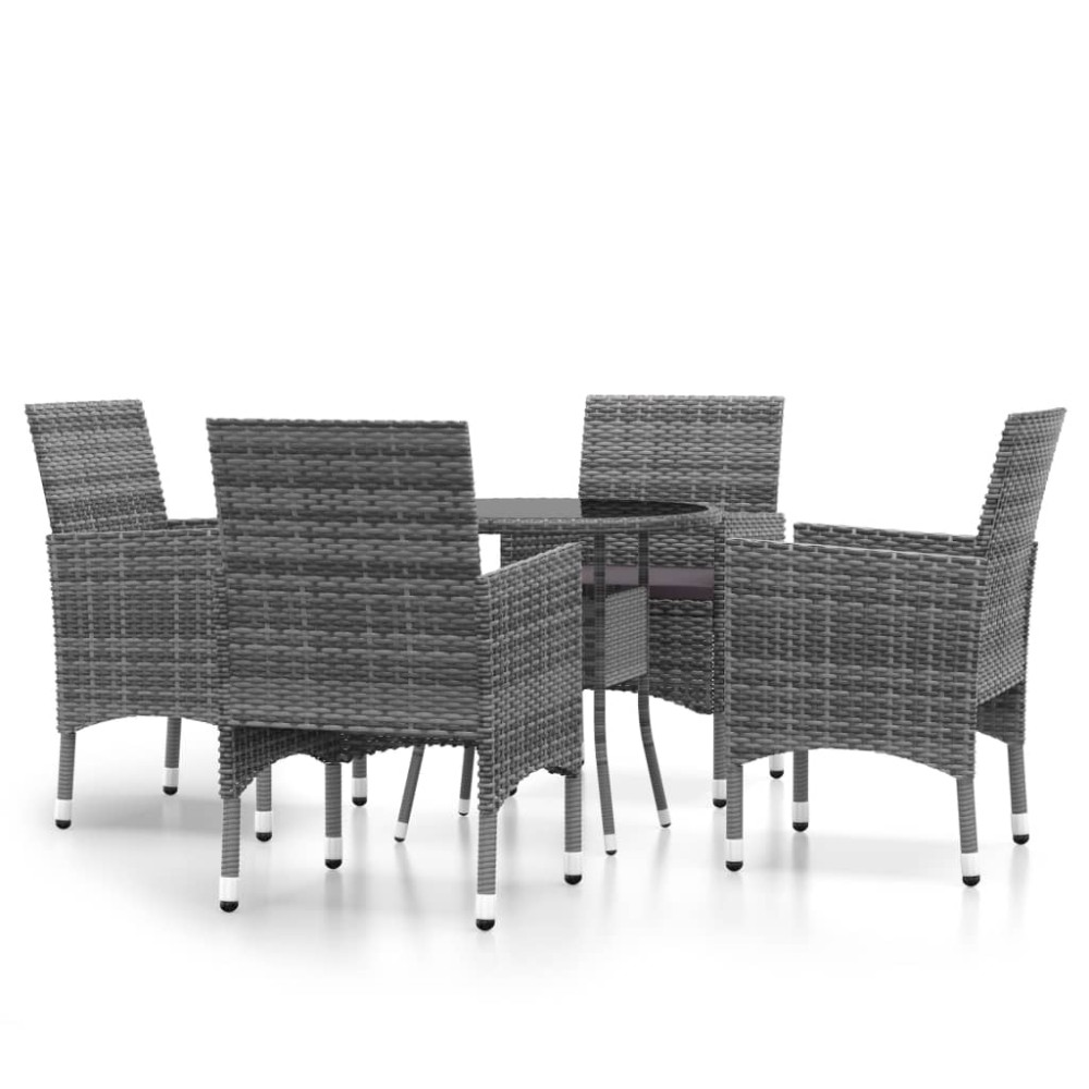 vidaXL Set mobilier de grădină, 5 piese, gri, poliratan