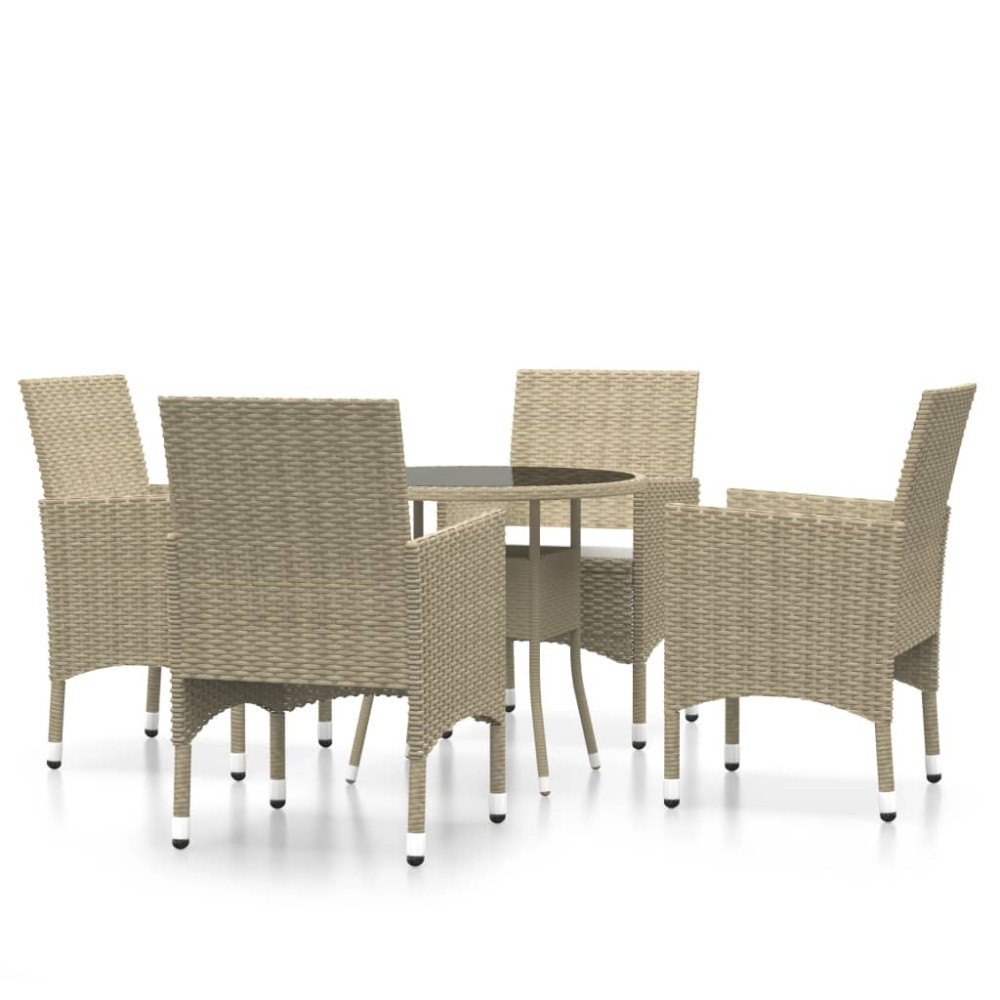 vidaXL Set mobilier de grădină, 5 piese, bej, poliratan