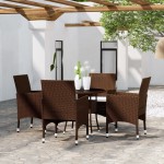 vidaXL Set mobilier de grădină, 5 piese, maro, poliratan vidaXL Set mobilier de grădină, 5 piese, maro, poliratan