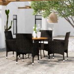 vidaXL Set mobilier de grădină, 5 piese, negru, poliratan vidaXL Set mobilier de grădină, 5 piese, negru, poliratan