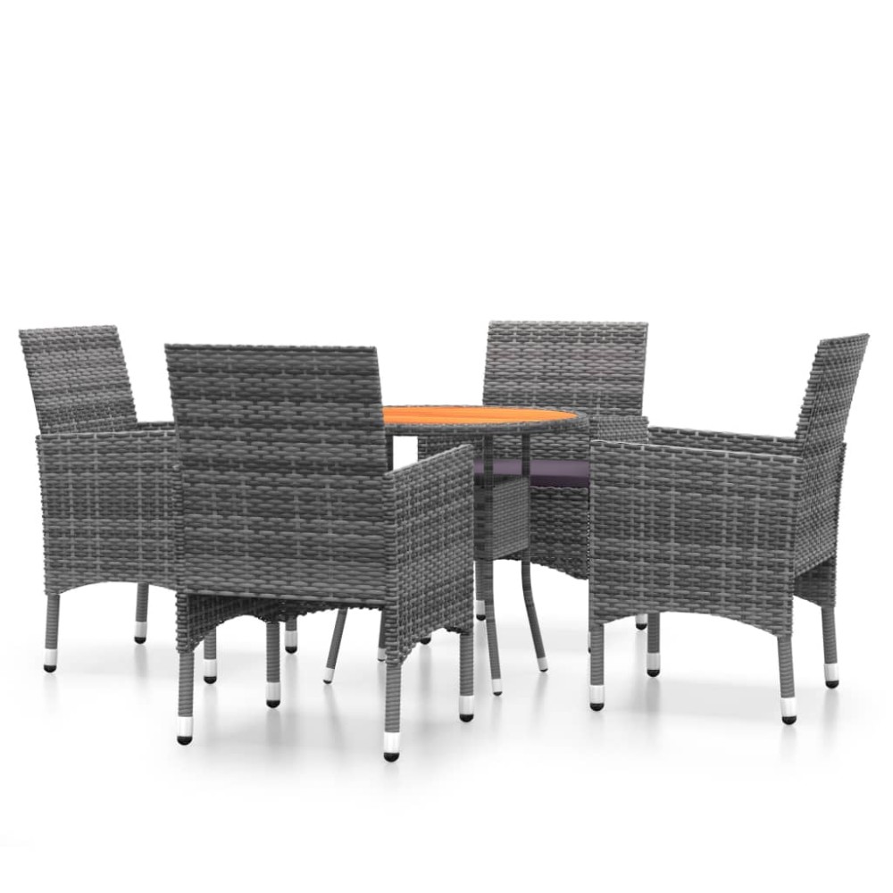 vidaXL Set mobilier de grădină, 5 piese, gri, poliratan