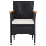 vidaXL Set mobilier de grădină, 5 piese, negru, poliratan