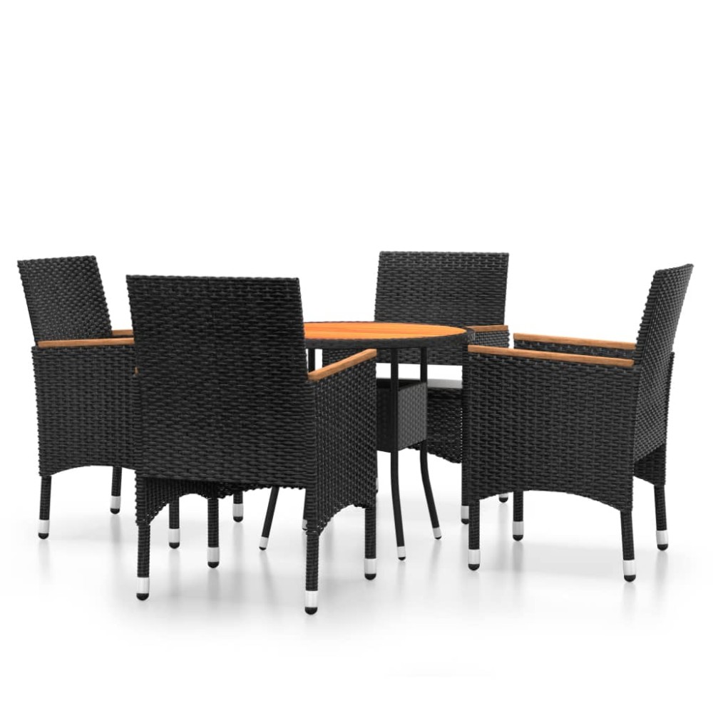 vidaXL Set mobilier de grădină, 5 piese, negru, poliratan