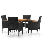 vidaXL Set mobilier de grădină, 5 piese, negru, poliratan