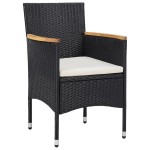 vidaXL Set mobilier de grădină, 5 piese, negru, poliratan