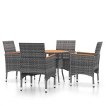 vidaXL Set mobilier grădină, 5 piese, gri, poliratan și sticlă vidaXL Set mobilier grădină, 5 piese, gri, poliratan și sticlă
