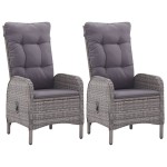 vidaXL Set mobilier grădină, 3 piese, gri, poliratan și lemn acacia vidaXL Set mobilier grădină, 3 piese, gri, poliratan și lemn acacia
