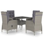vidaXL Set mobilier grădină, 5 piese, gri, poliratan și sticlă vidaXL Set mobilier grădină, 5 piese, gri, poliratan și sticlă