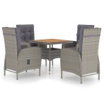 vidaXL Set mobilier grădină, 5 piese, gri, poliratan, lemn acacia vidaXL Set mobilier grădină, 5 piese, gri, poliratan, lemn acacia