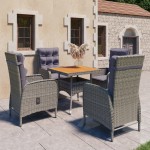 vidaXL Set mobilier grădină, 5 piese, gri, poliratan, lemn acacia vidaXL Set mobilier grădină, 5 piese, gri, poliratan, lemn acacia