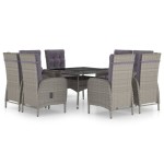 vidaXL Set mobilier grădină, 9 piese, gri, poliratan și sticlă vidaXL Set mobilier grădină, 9 piese, gri, poliratan și sticlă