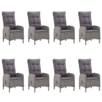 vidaXL Set mobilier grădină, 9 piese, gri, poliratan și sticlă vidaXL Set mobilier grădină, 9 piese, gri, poliratan și sticlă