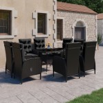 vidaXL Set mobilier grădină, 9 piese, negru, poliratan, lemn acacia vidaXL Set mobilier grădină, 9 piese, negru, poliratan, lemn acacia