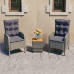 vidaXL Set mobilier grădină, 3 piese, gri, poliratan și lemn acacia vidaXL Set mobilier grădină, 3 piese, gri, poliratan și lemn acacia